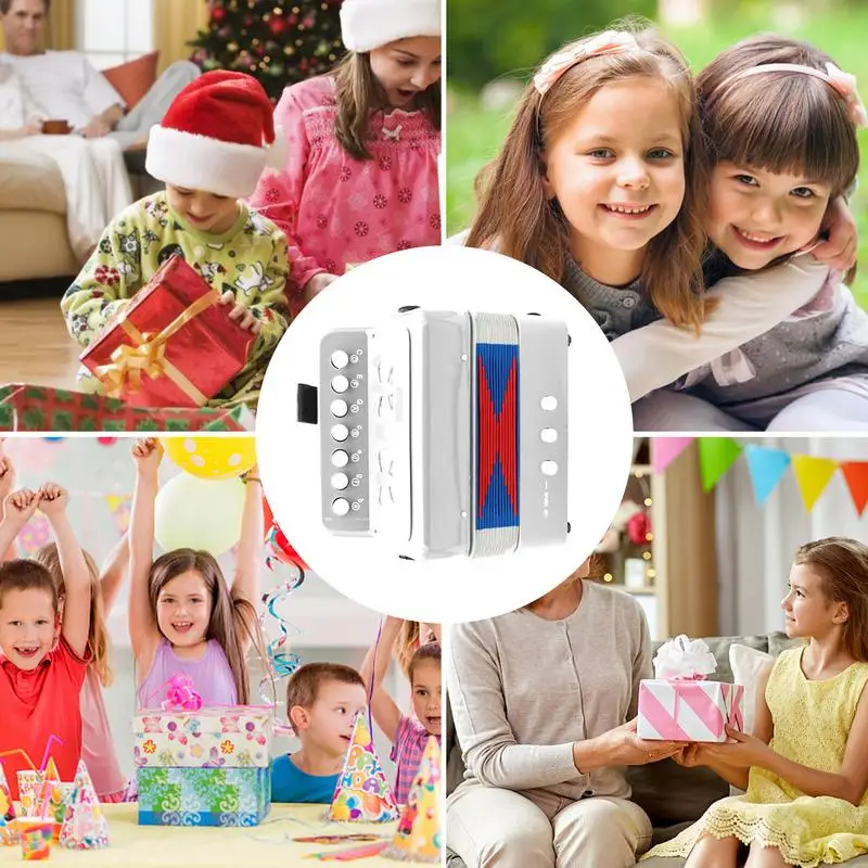 Button Accordion Button Toy Instrument For Kids Portable Accordion Musical Instruments Birthday Gift For Children Boys And Girls