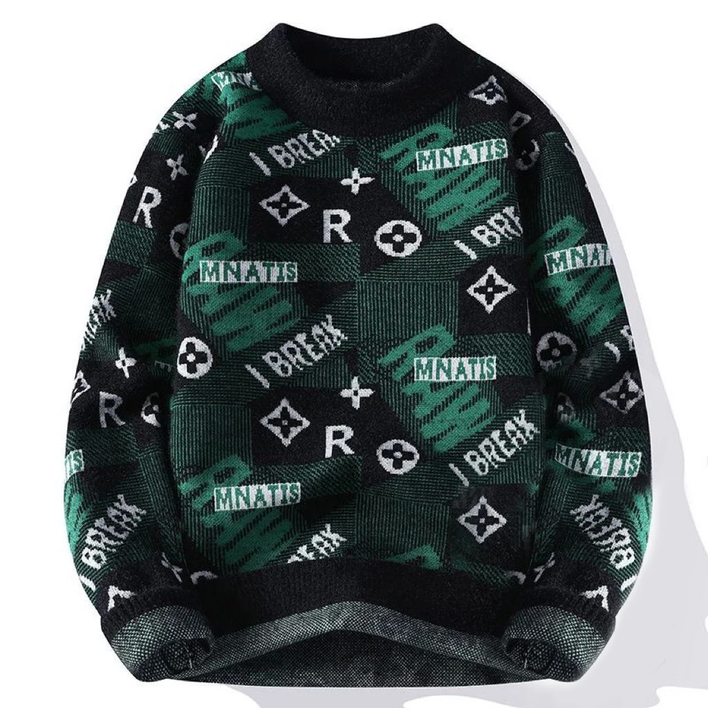 Half High Collar Warm Wool Handsome and Fashionable Men and Women Couple Clothing Personalized Knitted Sweater Top Clothes Y2k
