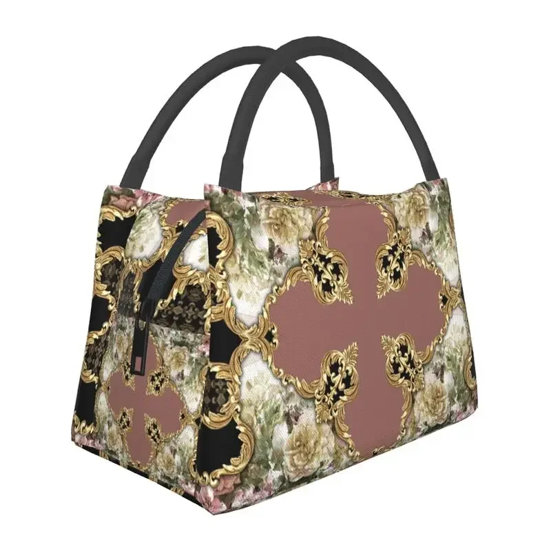 

Термоизолированные сумки для ланча в стиле барокко с художественной росписью, Женская многоразовая сумка для ланча для офиса, уличная коробка для хранения еды