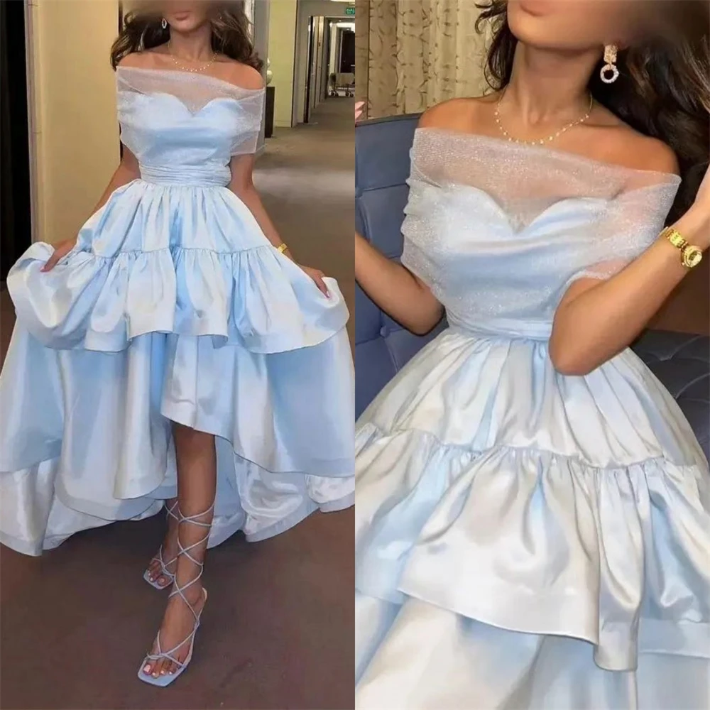 Jiayigong  Charmeuse Ruffle Wedding Party A-line Sweetheart Bespoke Occasion Gown Hi-Lo Dresses Saudi Arabia