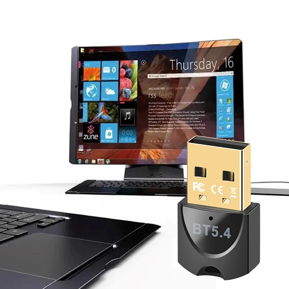 USB 블루투스 호환 5.4 어댑터 무선 BT 5.4 동글 어댑터 드라이버 무료 음악 오디오 수신기 PC 노트북 컴퓨터용