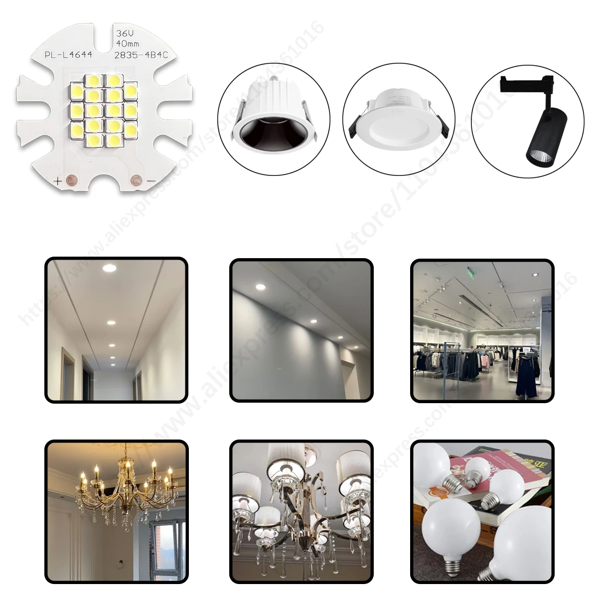 5PCS SMD 2835 흰색 지능형 임베디드 LED 조명 36V 15W-36W 원형 칩 전구 간단한 광원 액세서리