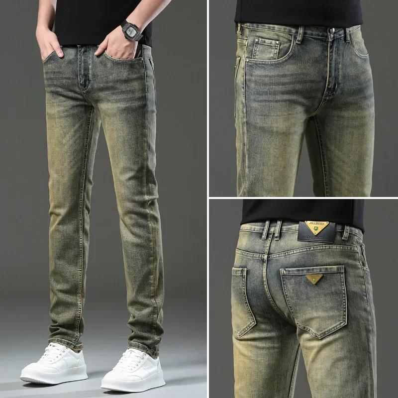 Jeans Mens Denim Pants Slim Fit Retro Stretch 2023 Winter Autumn Trousers for Man Streetwear Moto Biker Jeans High Quality 3