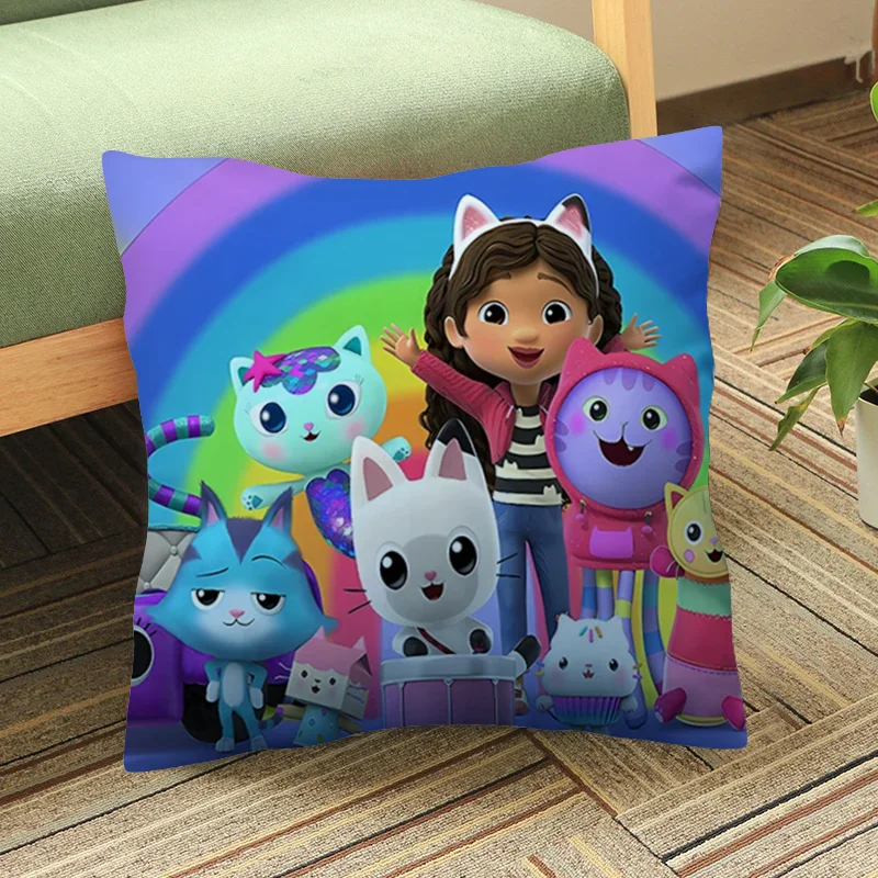 Gabby Dollhouse Square Pillow Case Anime Cartoon Car Throw Pillow Cover Federa 45X45Cm Forliving Room Sofa Home Decor Gift
