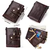 KAVIS RFID Genuine Cowhide Leather Wallet With Coin Pocket For Men Money Card Holder Purse Short Casual Zipper Bifold 5