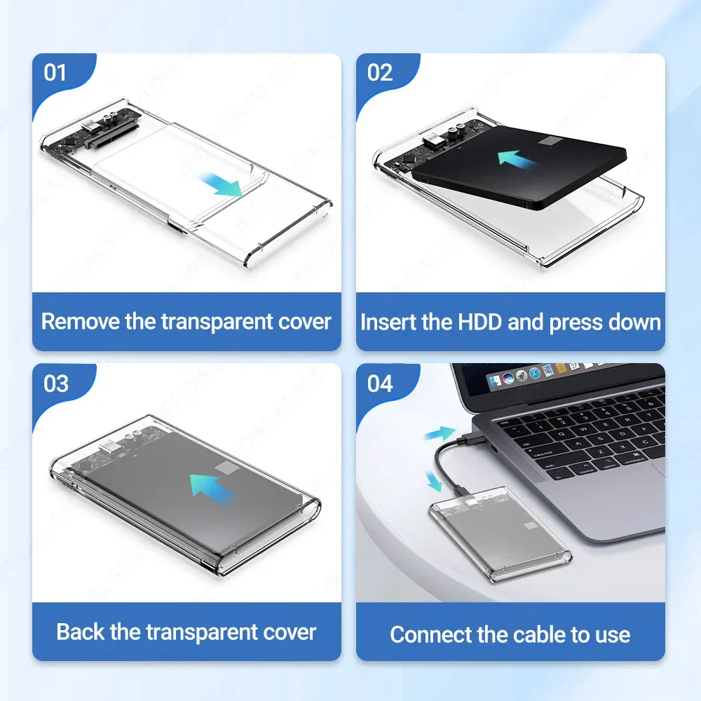 2.5-inch External Hard Drive Enclosure with USB 3.1 6Gbps HDD Case Adapter UASP + TRIM Dual Protocol SATA for PC Laptop