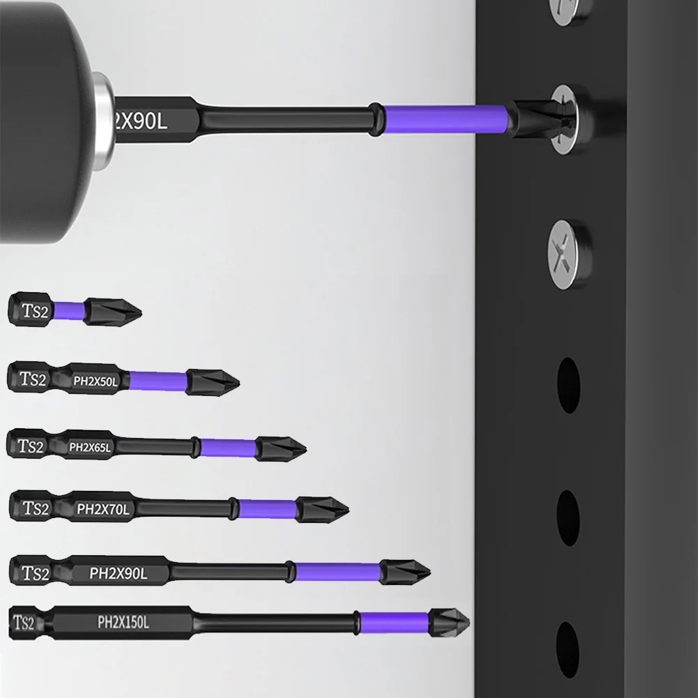 

6PCS Magnetic Batch Head PH2 Cross Screwdriver Set Impact Drill Bit Screw Alloy Steel Non-slip Cross Screwdriver 25mm/150mm