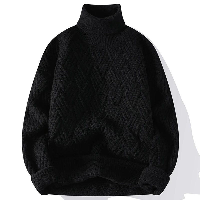 6 Colors!2023 Autumn and Winter New High Neck Sweater Fashion Casual Solid Knitted Sweaters Warm and Thickened Pullover Men