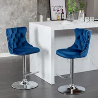 2PCS Swivel Velvet Bar Stools Counter Height Adjusatble Seat 360 ° Rotation Modern Soft Chairs for Home Kitchen Cafe Pub 2
