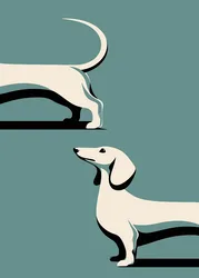 Whimsical Dachshund Canvas Art - Playful Dog Wall Decor - 40X60cm Unframed (By - 5)