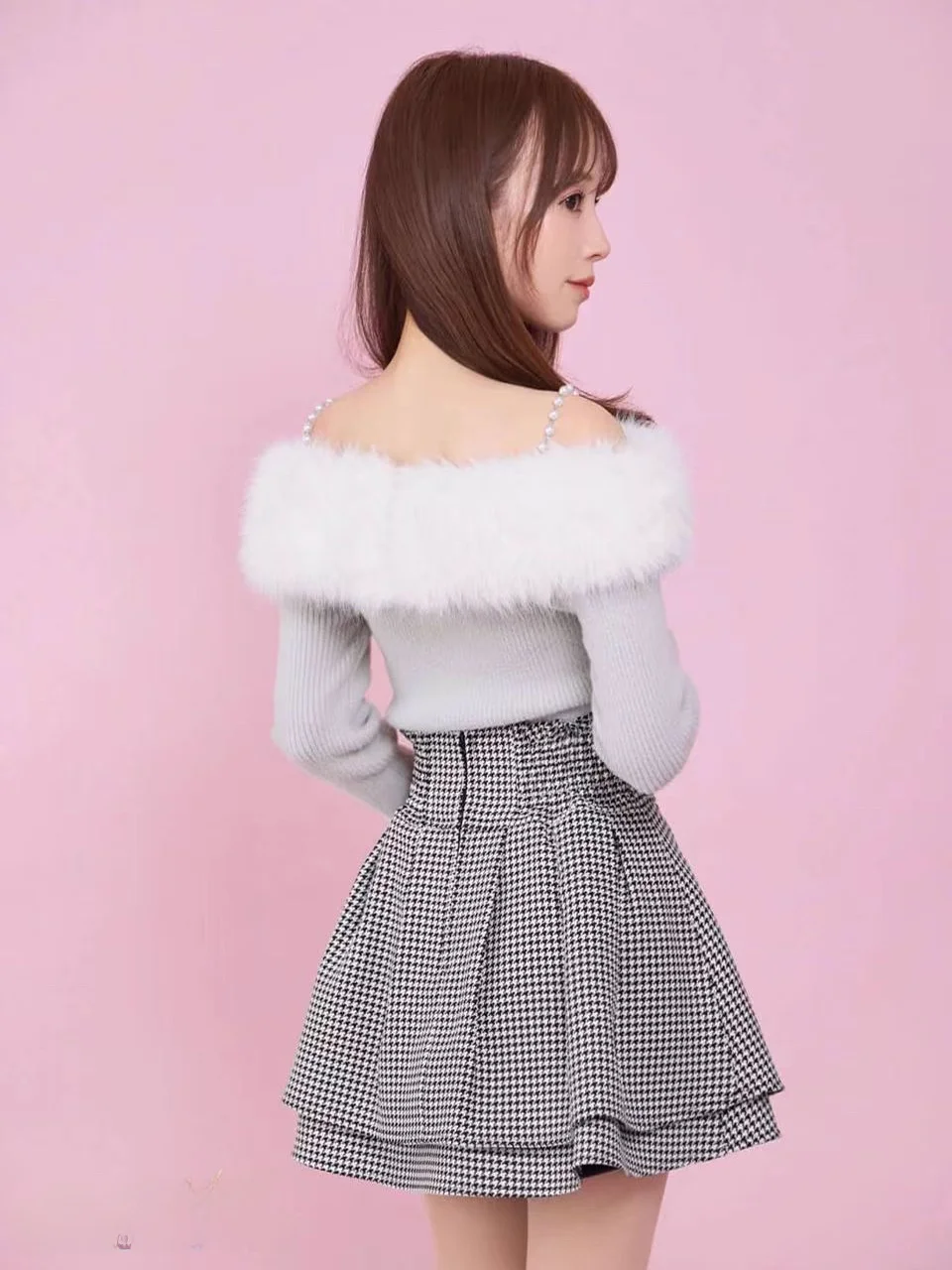 High Waist Plaid  Skirt Pants Sweet Japanese Sle Autumn Winter College Campus Look Polyester Fiber Gathered A-Line Skirt