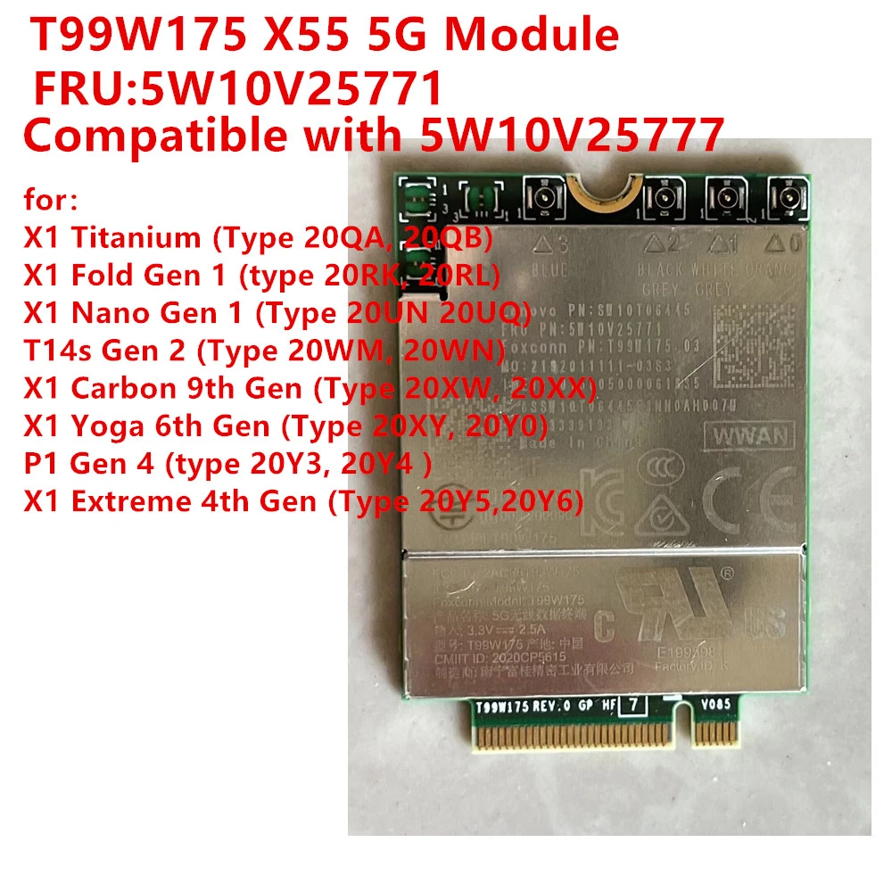 T99w175 X55 5g Module For Lenovo Thinkpad X1 Nano Titanium Fold Gen 1 T14s Gen  2 X1 Carbon 9th X1 Yoga 6th P1 Gen 4 5w10v25771 - Network Cards - AliExpress