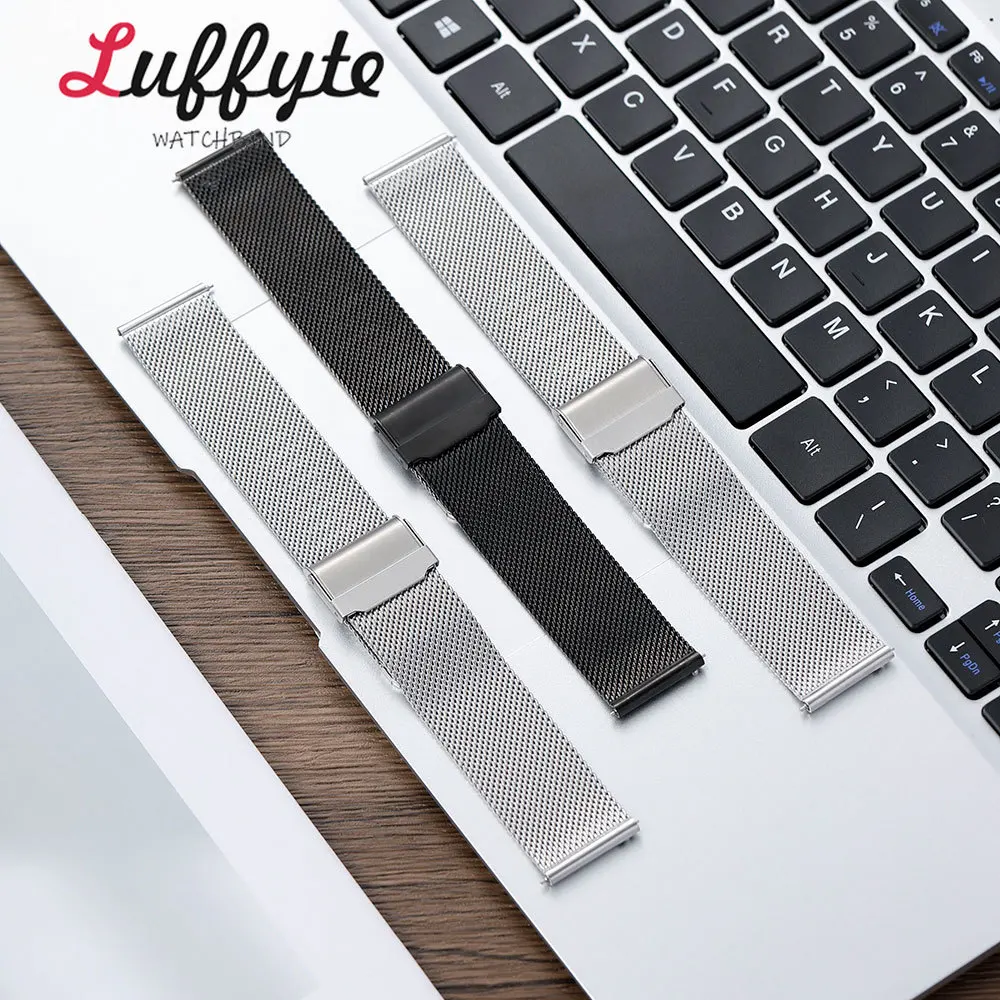 Men's Business Style Stainless Steel Mesh Watch Strap – Quick Release, Durable, Comfortable Wristband Replacement