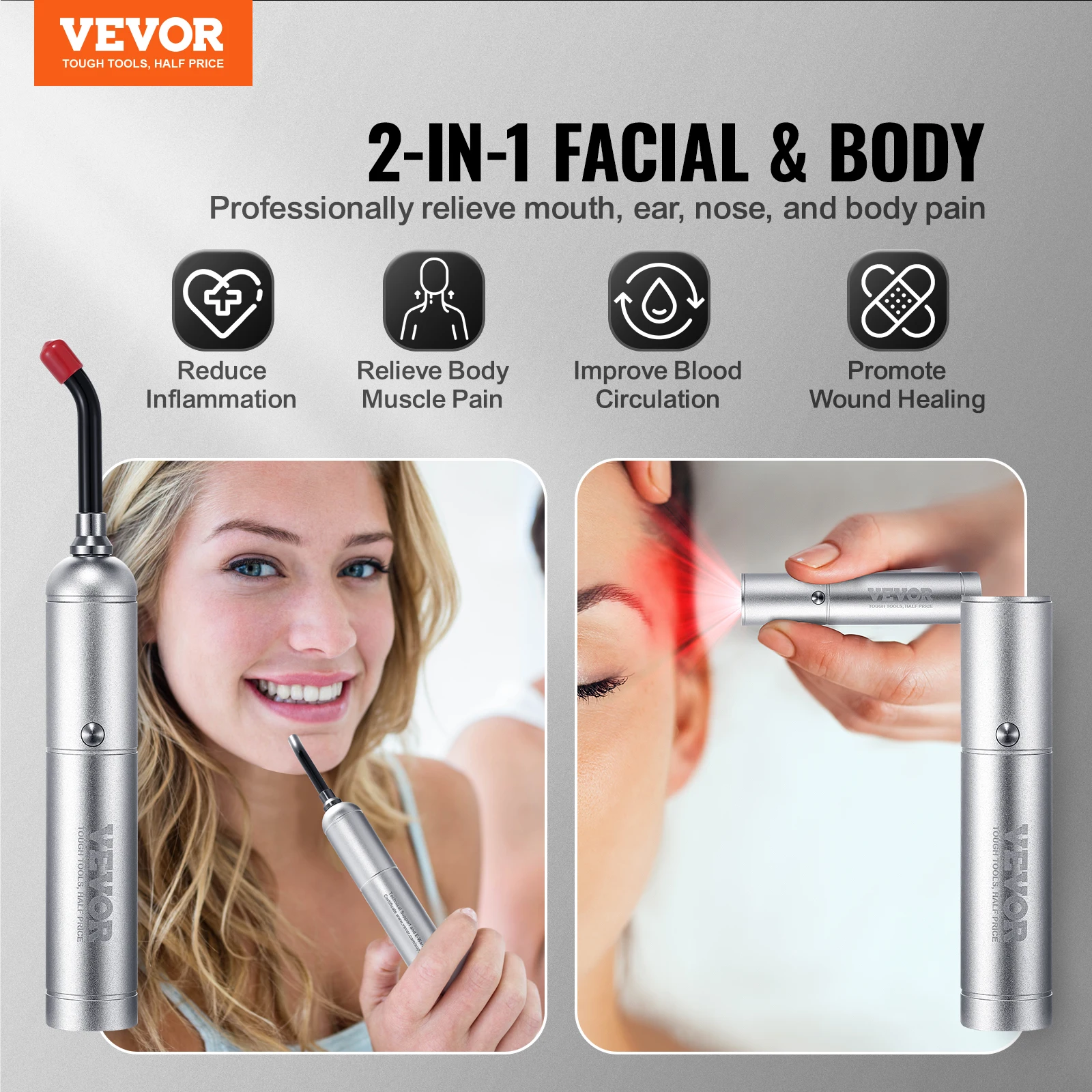 Premium 2-in-1 Red Light Therapy Wand for Face & Body Benefits
