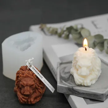3D Lion King Silicone Candle Mold DIY Animal Shape Soap Resin Plaster Making Set Chocolate Ice Mould Desktop Home Decor Gifts