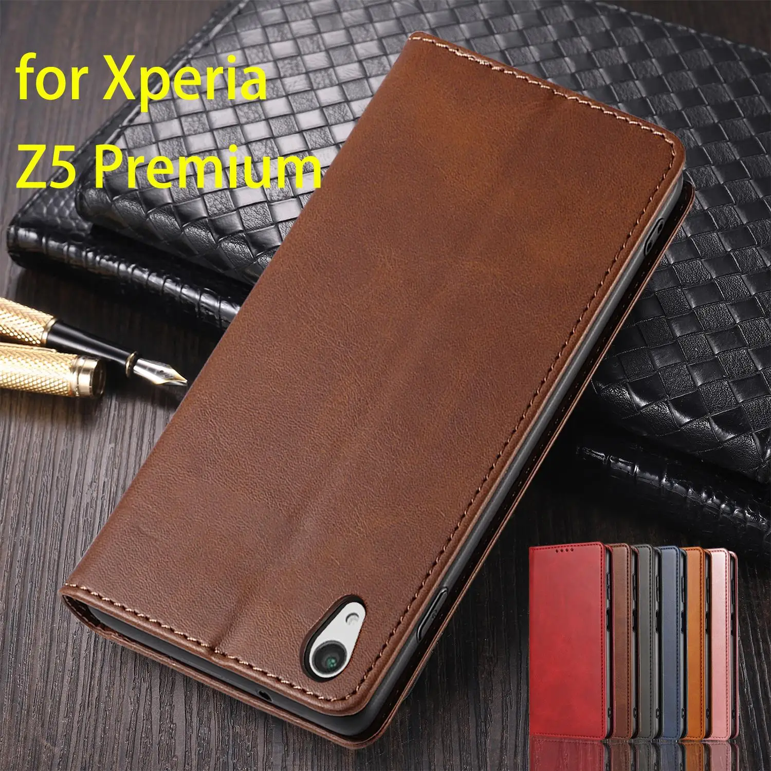 Custodia In Pelle Per Sony Xperia Z5 Premium 5.5 "Flip Case Card Holder Holster Custodia Magnetica Per Attrazione Custodia A Portafoglio Fundas Coque