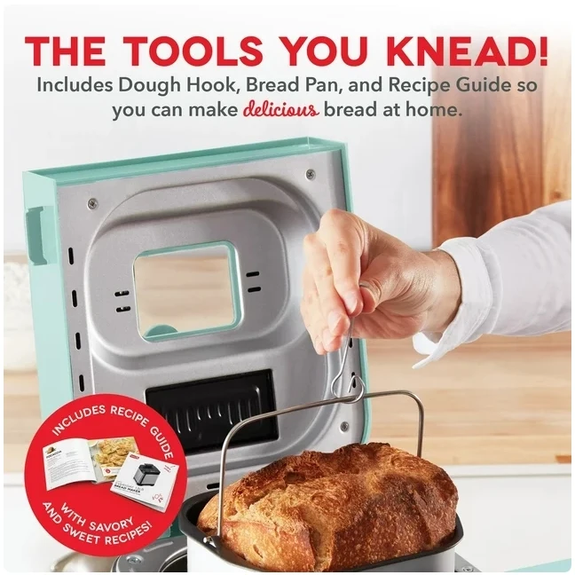 Everyday Stainless Steel Bread Maker up to 1.5lb Loaf, Programmable, 12 Settings + Gluten Free & Automatic Filling Dispenser 5
