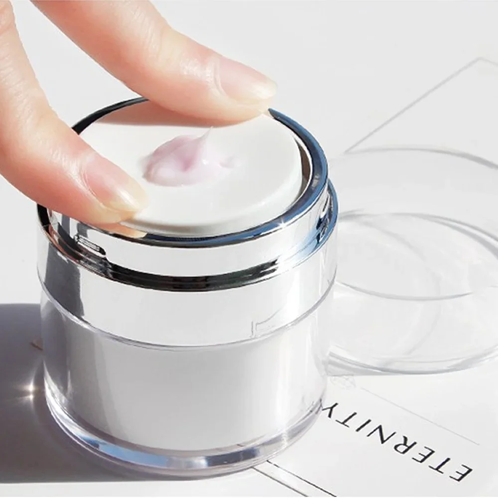 Refillable Cosmetic Bottle 15/30/50g Empty Airless Pump Jar Refillable Acrylic Cream Bottle Vacuum Portable Size Container of Makeup Lotion Cosmetic