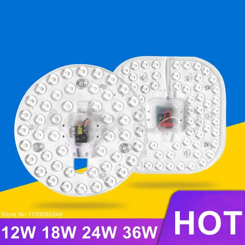 Nuovo 36W 24W 18W 12W LED modulo luce pannello lampada a risparmio energetico AC220V lampada da soffitto rotonda lampada da parete lampada da parete per interni faretto