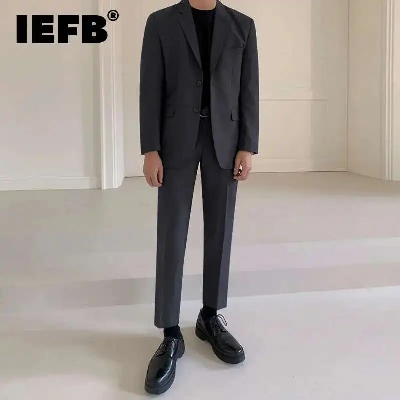 IEFB Two-piece Set Casual Suit Men's Spring New Korean Style Loose Fitting Formal Suit Coat Business Straight Pant 9C1649