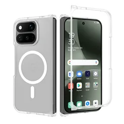Deluxe Frosted Magnetic 2 - in - 1 Folding Phone Case with Wireless Charging Compatibility (White)