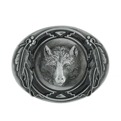 Retro Alloy Wolf Head Belt Buckle Cool Fashion Animal Ground Wolf Western Cowboys Waistband Buckle for Men's Jeans Accessories