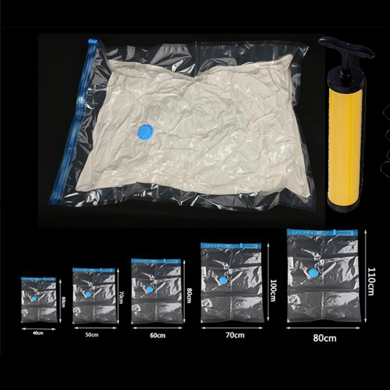 5pcs Vacuum Storage Bags With Pump Travel Seal Zipper For Clothes Pillows  Bedding Home Organizer Reusable Waterproof Seal Packet - AliExpress