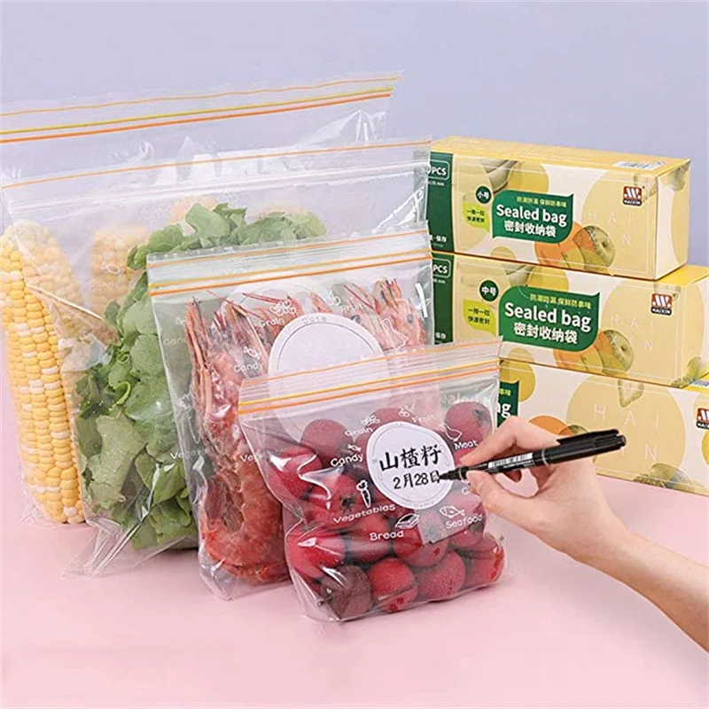 

Food Grade Transparent Custom Zipper Lock Bags Reusable Fresh-Keeping Zipper Bag Refrigerator Sealed for Fruits and Vegetables