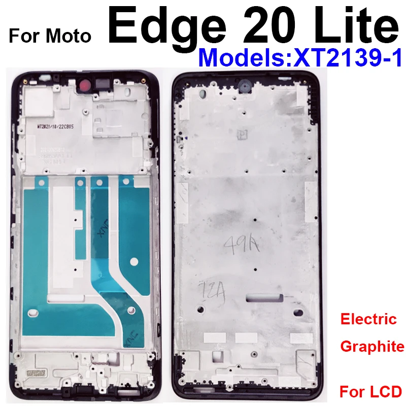 Motorola Moto Edge 20 Lite 용 중간 하우징 LCD 전면 프레임 볼륨 버튼 플렉스 케이블이있는 전면 중간 프레임 커버 베젤