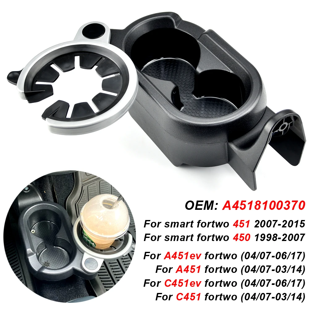 Double Hole Car Front Center Console Storage Box Coin Cup Drink Holder For Mercedes-Benz Smart Fortwo 451 2007-2015