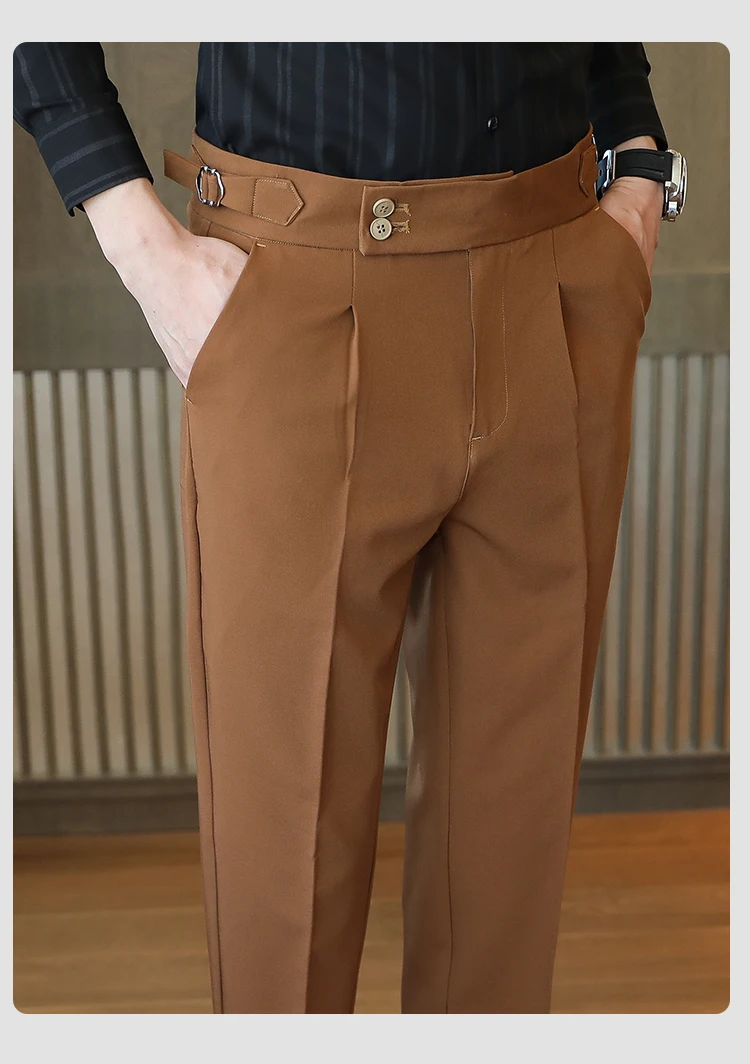 New Spring and Summer Pants High Waist Business Casual Suit Pants High  Quality Slim Fit Fashion Men Clothing Formal Pants Hommes