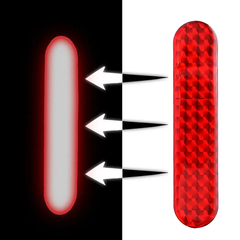 4pcs Car Reflective Sticker Door Decal Warning Tape Strips Red Safety Mark Auto Reflector