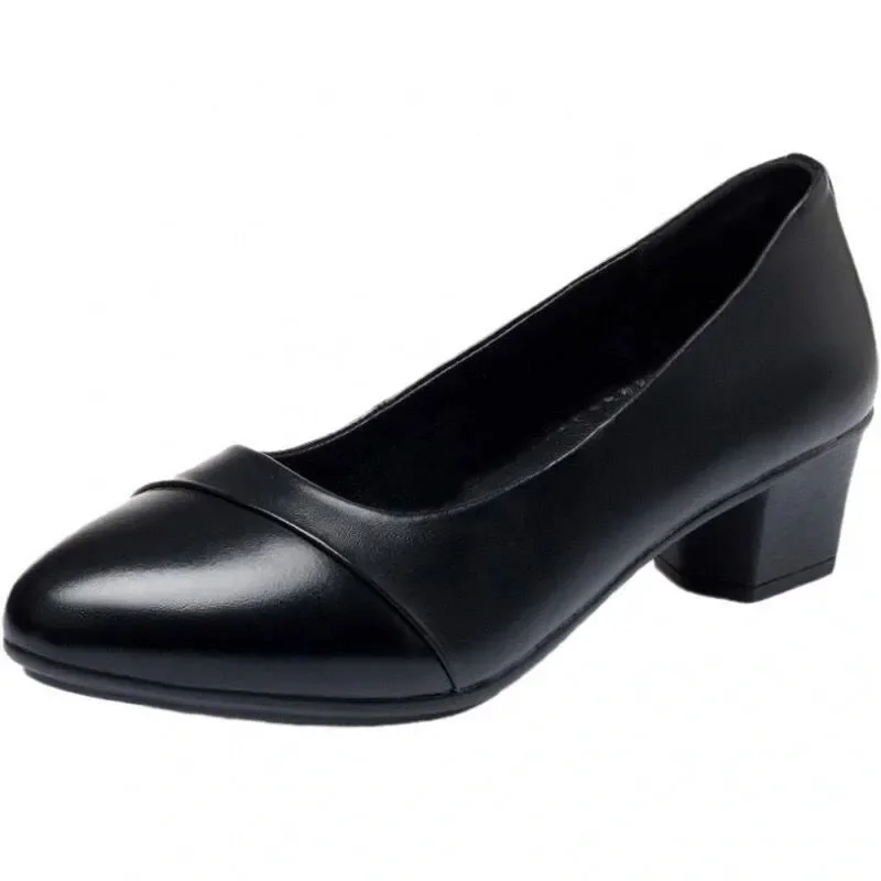 sapatos women fashion round toe light weight spring slip on anti skid high heel shoes lady casual comfort office work shoes b412
