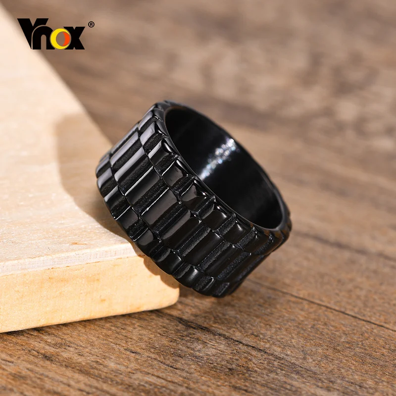Vnox Stylish Bands Rings for Men, 11MM Stainless Steel Rock