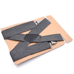 Men's Heavy - Duty Elastic Suspenders with Adjustable X - Back and Strong Clips (Light Grey)