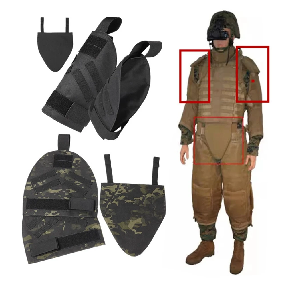 전술 장비 보호대 야외 훈련 보호 장비 2x MOLLE 어깨 패드 + 1x 훅앤루프 패치가 있는 가랑이 패드