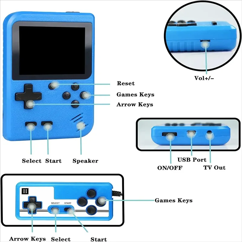 Portable Retro Handheld Game Console with 400 Games