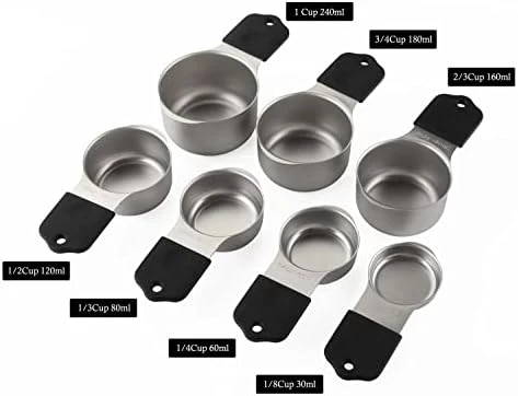 Measuring Cups and Spoons Set Stainless Steel Including 8 Stackable  Measuring Cup 8 Double Sided Magnetic Measuring Spoons with 1 Leveler for  Dry and