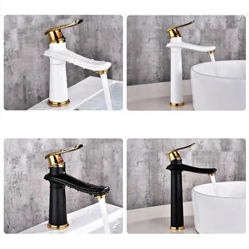 Wash basin Faucets Black/ White Brass Duck billed Type Bathroom Mix