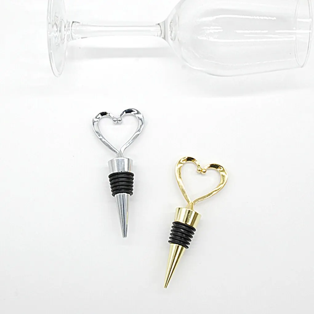 

Elegant Heart Shaped Red Wine Champagne Wine Bottle Stopper Valentines Wedding Gifts Reusable Stopper Silver/Gold