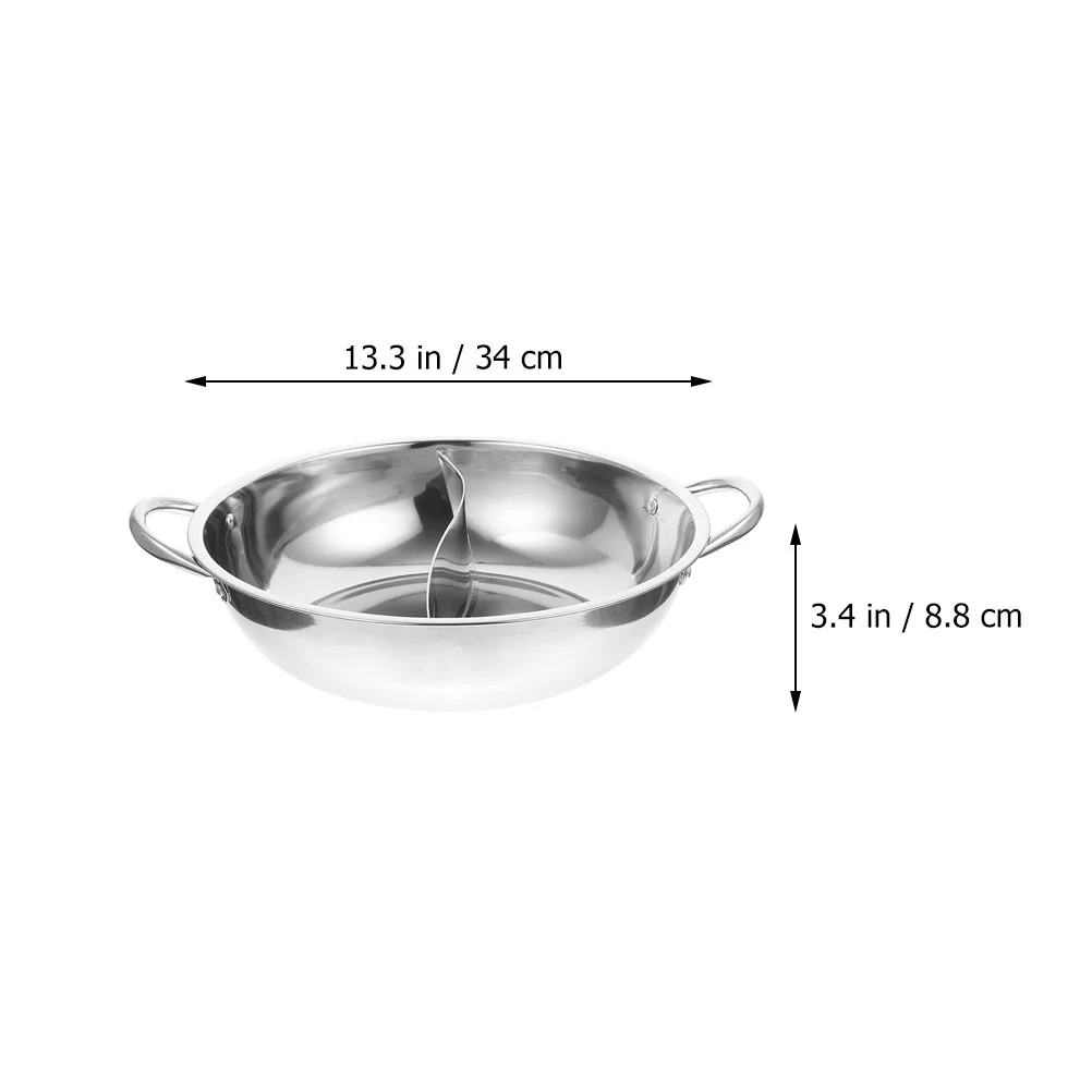 

Stainless Steel Hot Pot with Divider Sturdy Metal Hotpot Pan Cooktop Hotpot Pot Kitchen Hotpot Pan