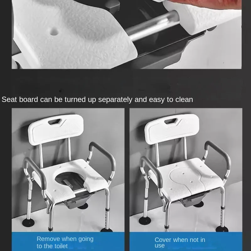 Bathroom Squat Toilet Seat, Mobile Toilet Booster for Elderly, Household Pregnant Women Shower Commode Toilet Dual-use Chairs 3