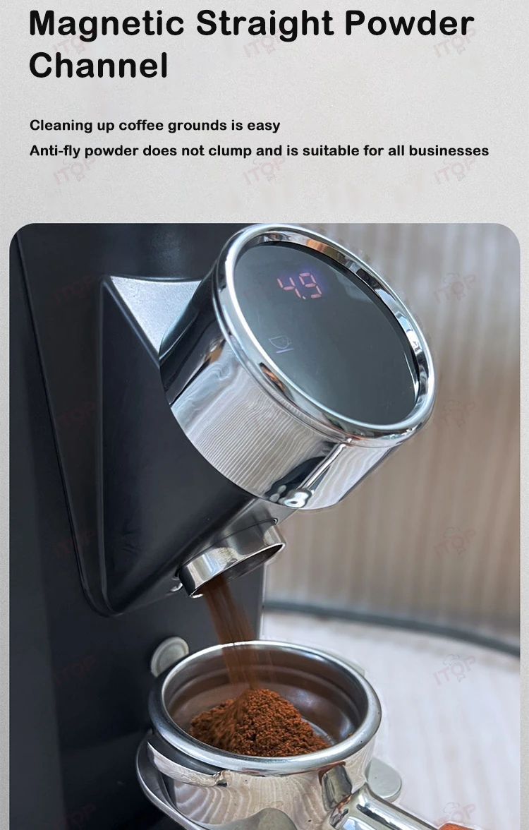 ITOP CG11 Commercial Dosing Coffee Grinder 60MM Stainless Steel Flat Burr Electric Coffee Bean Grinder Quantitative Miller 220V 5