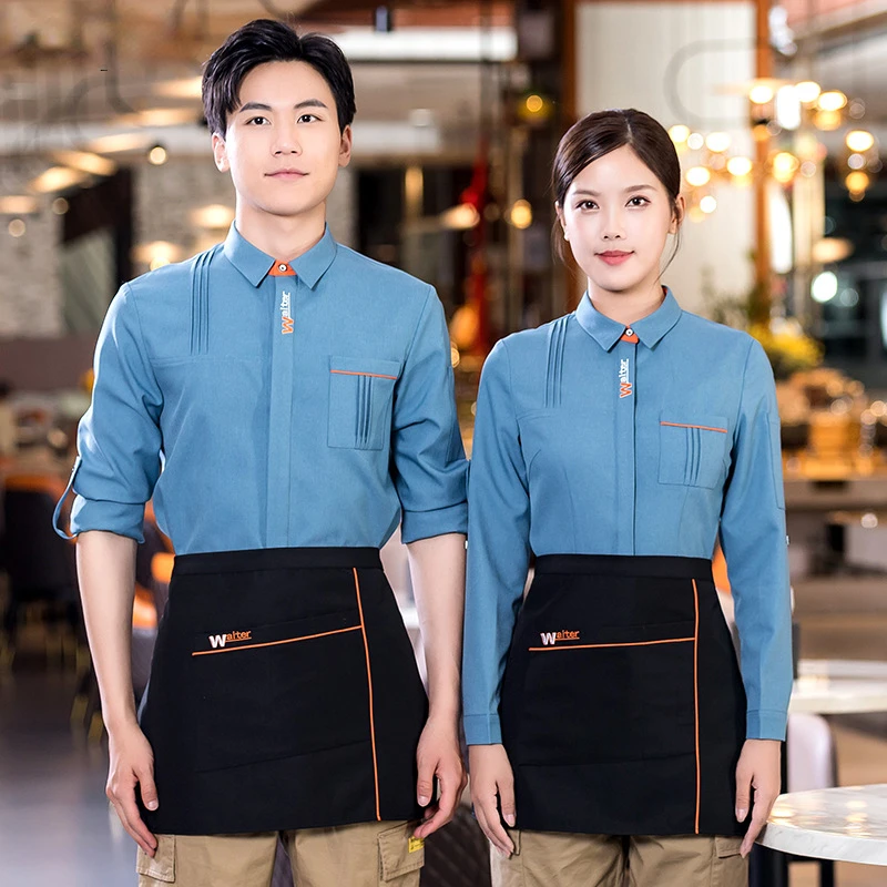 

Fast Food Hotel Uniforms Cook Clothing Waiter Overalls Long Sleeve Food Service Breathable Catering Waitress Overalls Workwear