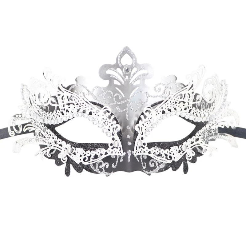

Metal Iron Hollow Out Women Masquerade Masks Fashion Spliced Hit Color Rhinestones Elegant Party Prom Accessory Halloween Easter