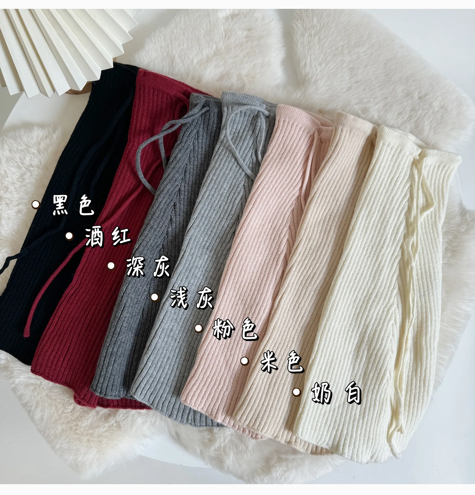Description Picture 2 of itemJapanese Style Women Girls Knitted Ribbed Leg Warmers Autumn Winter Boots Calf Solid Color Pile Sock Korean Boot Cover
