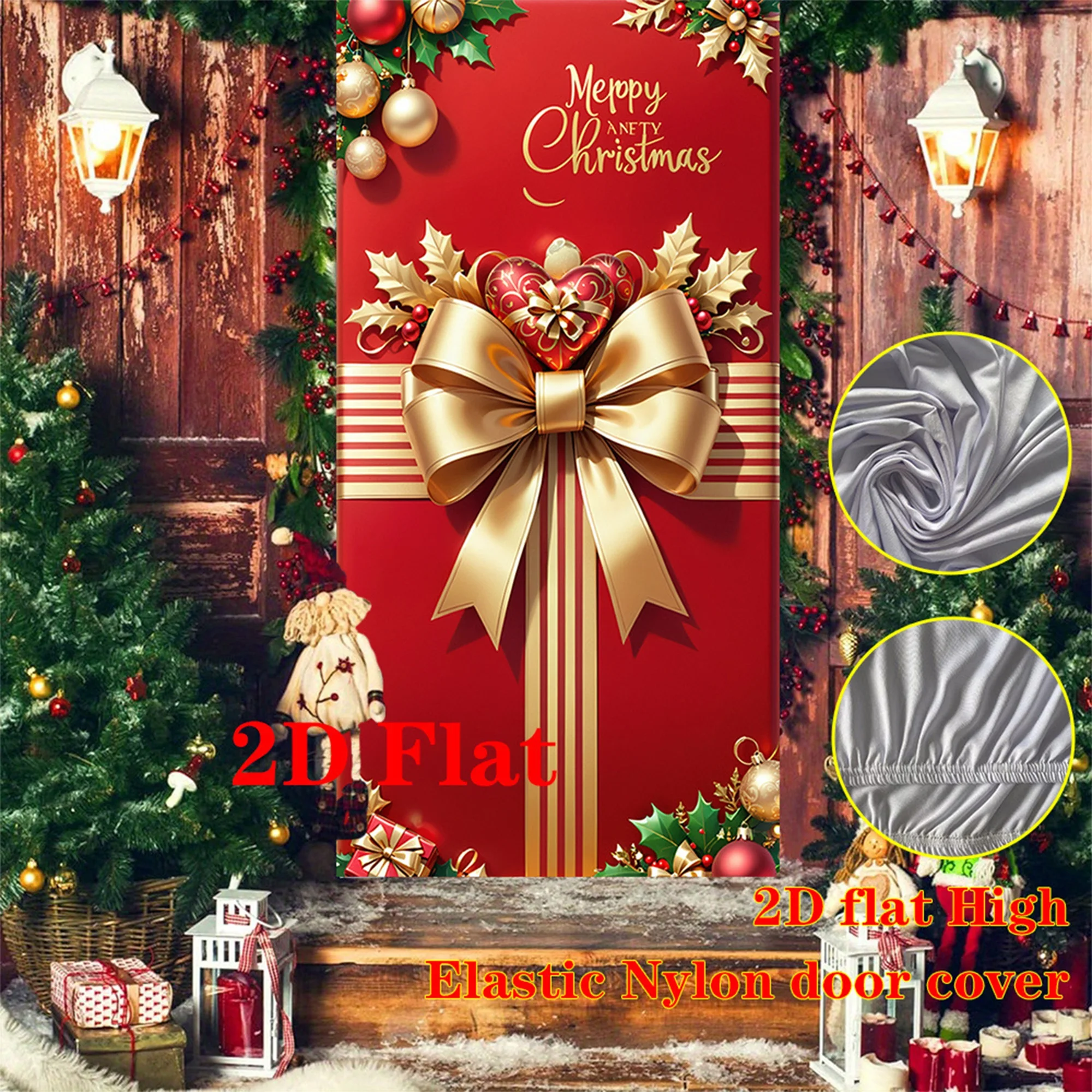 Christmas Door Covers for Front Door Decorative 3D Santa Claus Christmas Door Wraps Festive Holiday Door Decorations and
