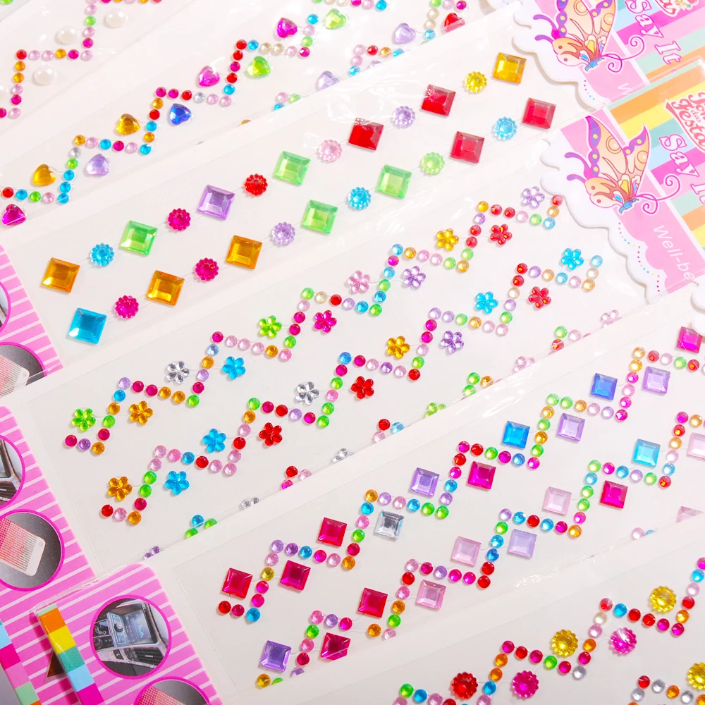 아크릴 크리스탈 어린이 스티커 장난감 데칼 모바일 PC 자체 접착 모조 다이아몬드 스티커 스크랩북, 1 PC