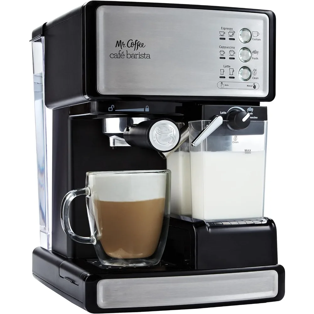 

Espresso and Cappuccino Machine, Programmable Coffee Maker with Automatic Milk Frother and 15-Bar Pump, Stainless Steel,Silver