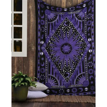 Tapisserie de Mandala de Divination de Tarot indien, Hippie, décor d'arrière-plan de chambre à coucher, salon, décoration de maison bohème, Tapiz esthétique 1
